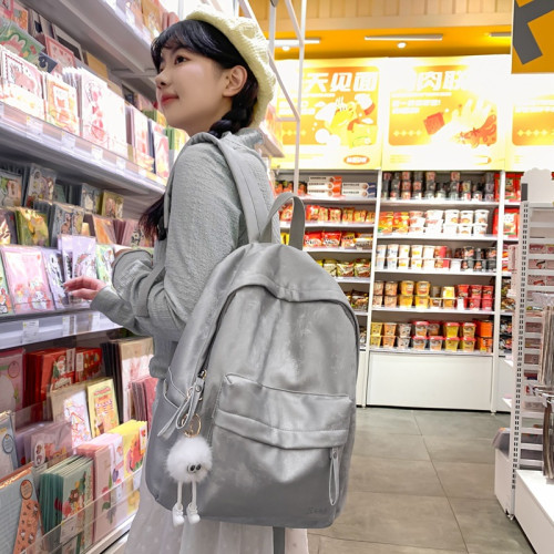 韓版簡約書包女大學生上課包2023新款雙肩包森系旅行後背包女電腦包