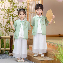 男童漢服套裝夏款風表演服女童古裝兒童幼兒園六一演出服唐裝