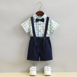 男寶寶背帶褲周嵗禮服夏新款嬰幼兒生日一嵗抓周小西裝兒童演出服