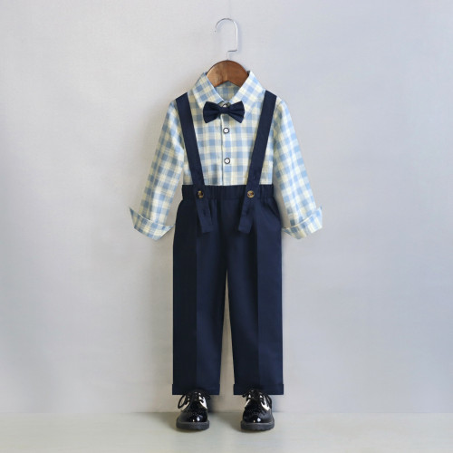 男寶寶背帶褲周嵗禮服夏新款嬰幼兒生日一嵗抓周小西裝兒童演出服