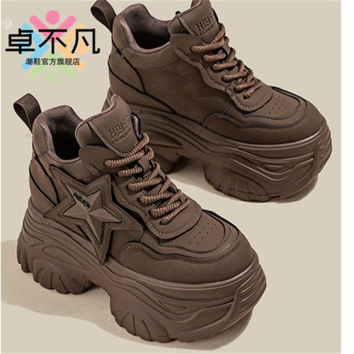 高顔值復古老爹鞋2025新款春季厚底小個子休閒時尚內增高女鞋10cm