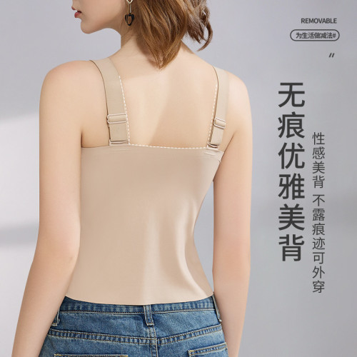 大胸顯小免穿文胸吊帶內搭一體帶胸墊夏季薄款大碼200斤抹胸內衣G