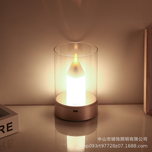蠟燭充電款小夜燈生日戶外情侶禮物燭光晚餐爆款手揮感應魔術