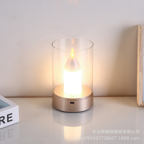 蠟燭充電款小夜燈生日戶外情侶禮物燭光晚餐爆款手揮感應魔術