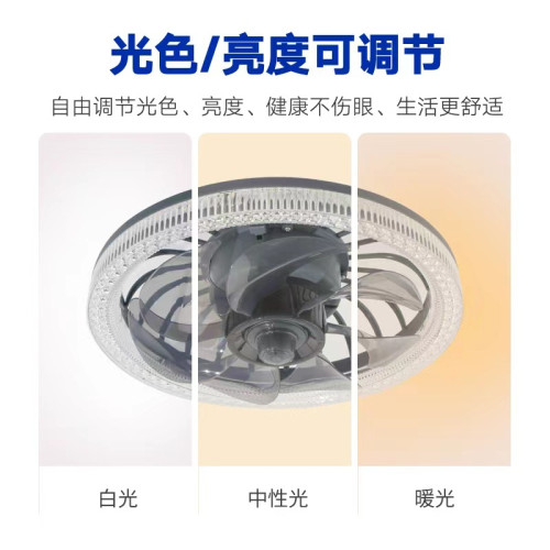 新款led風扇燈節能E27螺口家用臥室客廳三色吊扇燈帶遙控