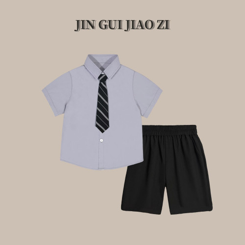 2024春夏新款男童西裝襯衫套裝韓版時尚寬松兒童小西服婚禮演講服