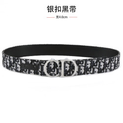 男士皮帶3.8cm時尚平紋荔枝紋簡約布帶皮帶字母cd釦頭腰帶