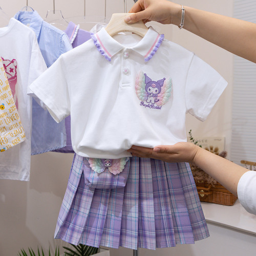 女童jk套裝夏季新款網紅女孩連衣裙庫洛米衣服兒童學院風百褶裙子