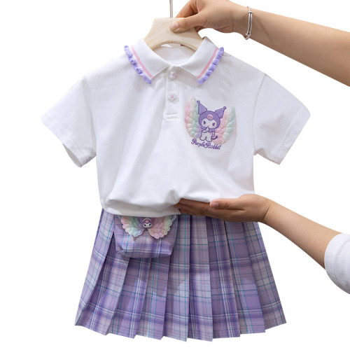 女童jk套裝夏季新款網紅女孩連衣裙庫洛米衣服兒童學院風百褶裙子