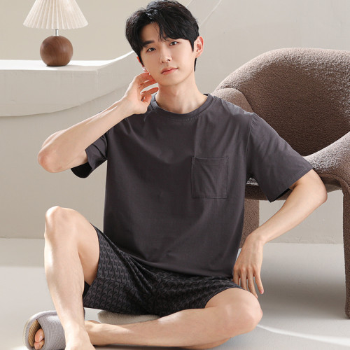 莫代爾睡衣男款夏天短袖大碼2024年新款冰絲家居服套裝夏季可外穿