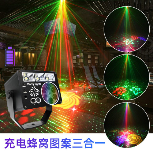 2025年蜂窩迷你雷射燈led聲控萬聖節舞台燈ktv氛圍燈聖誕節投影燈