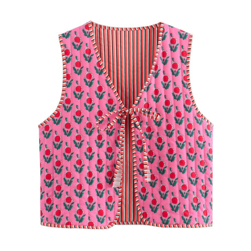 2024秋冬新品歐美女裝街頭時尚雙面穿棉服馬甲背心w089 3112