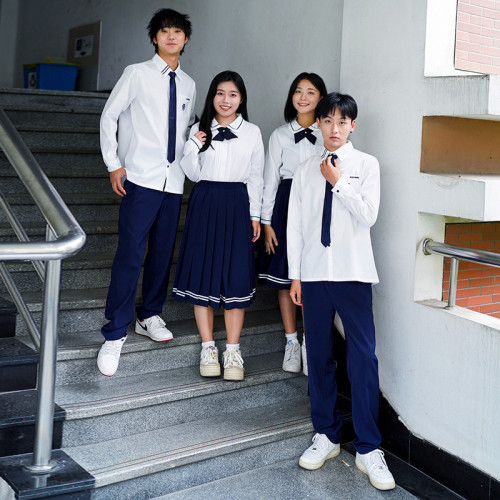 中學生班服套裝國慶演出服初高中生校服開學季白襯衫領結學生裝