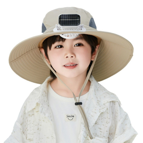 太陽能風扇帽大風力可充電大沿遮陽帽兒童戶外休閒遮陽帽薄女童男