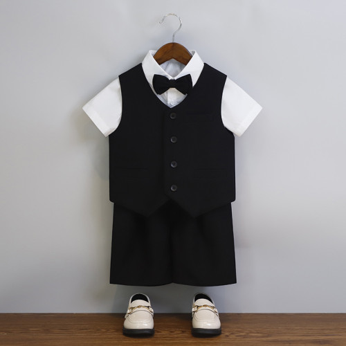 男童西服馬甲套裝中小童演出服兒童演講主持寶寶周嵗花童禮服