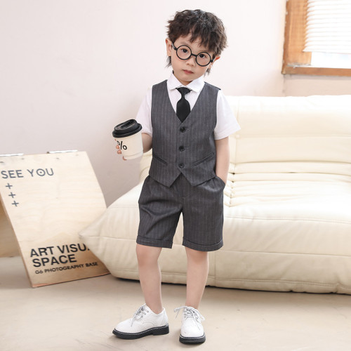 男童西裝套裝兒童小西裝男孩西服小主持人表演服花童禮服春夏季