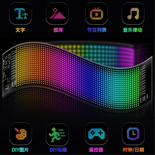 車用柔性顯示屏LED軟屏APP藍牙LED廣告屏後窗趣味表情互動防水屏