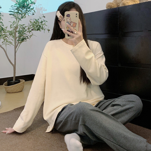 睡衣女秋長袖春秋季純棉女士家居服薄款套裝可外穿套頭韓版仙女風