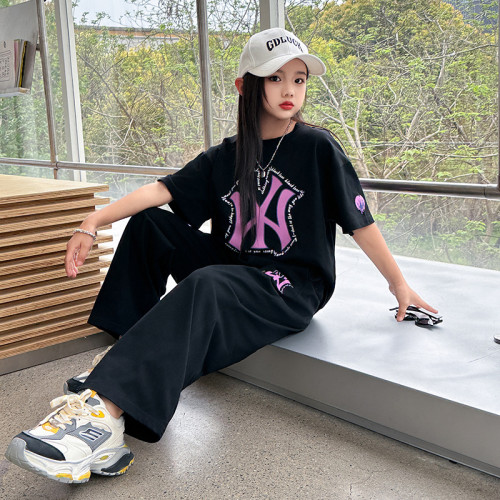 女童套裝夏季2025新款洋氣時髦初中學生潮酷穿搭大童女孩運動衣服