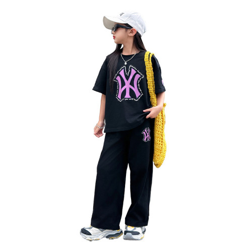 女童套裝夏季2025新款洋氣時髦初中學生潮酷穿搭大童女孩運動衣服