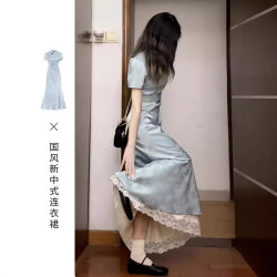 新中式國風改良旗袍連衣裙子女裝夏季2025新款高級感收腰氣質長裙