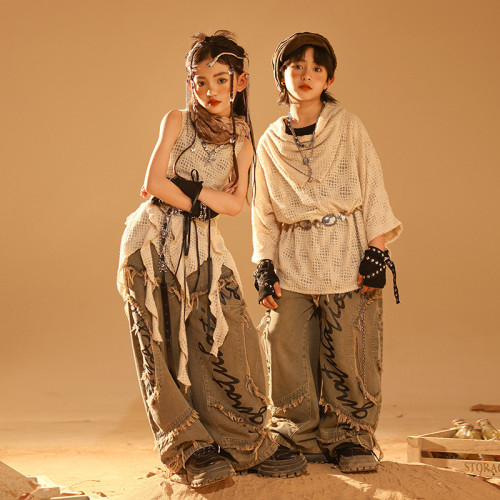 少兒街舞兒童潮服嘻哈童裝潮牌男童套裝hiphop炸街酷帥短袖演出服