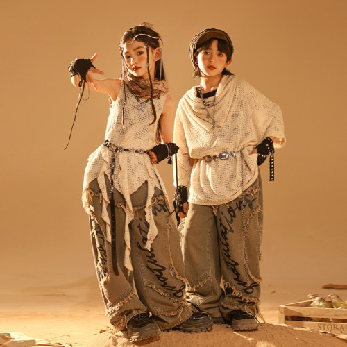 少兒街舞兒童潮服嘻哈童裝潮牌男童套裝hiphop炸街酷帥短袖演出服
