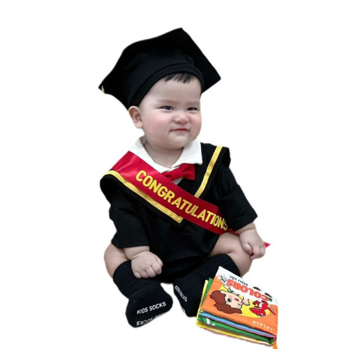2024年秋季新款哈衣嬰幼兒長袖爬服寶寶畢業典禮造型衣拍滿月百天