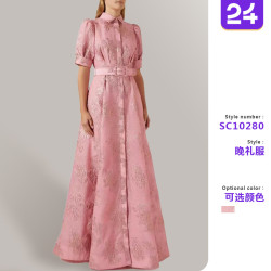歐美法式優雅連衣裙2025夏款獨立站新品復古氣質時尚修身長裙