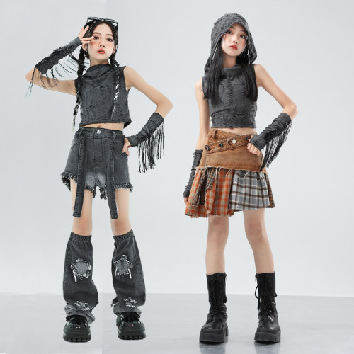 少兒爵士舞演出服女童服裝酷時髦兒童沙丘廢土風走秀潮服jazz套裝