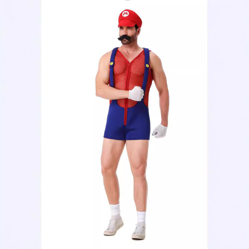 萬聖節性感情趣超級馬裡奧舞台服裝Mario連體透視裝超級瑪麗角色