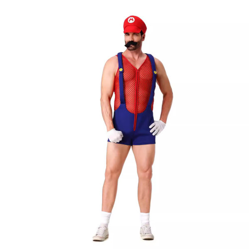 萬聖節性感情趣超級馬裡奧舞台服裝Mario連體透視裝超級瑪麗角色