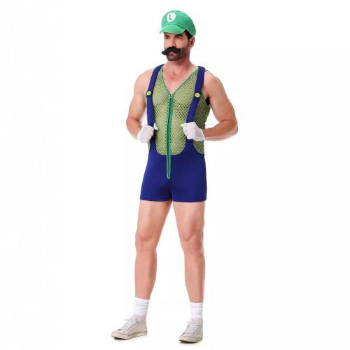 萬聖節性感情趣超級馬裡奧舞台服裝Mario連體透視裝超級瑪麗角色