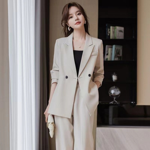 網紅爆款西裝套裝春秋季2024款氣質女神範高級職業休閒西服兩件套