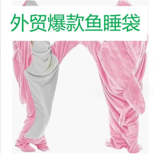 鯊魚睡袋動物連體睡衣法蘭絨鯊魚家居服連體鯊魚睡袍