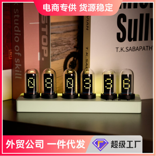 電子科技禮品電競桌搭擺件wifi天氣時鍾ips彩色螢幕擬煇光管電子閙鍾