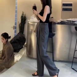 24696大愛美依緣2025新款韓版修身無袖背心高腰濶腿褲洋氣顯瘦女
