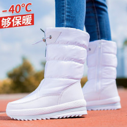 冬季加絨女士雪地靴防滑保暖中筒加厚棉靴防滑大碼女棉鞋