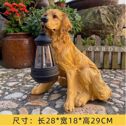 太陽能庭院燈拉布拉多母子狗擺件庭院花園戶外裝飾樹脂工藝品