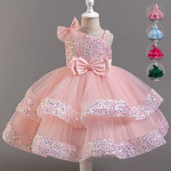 歐美款兒童公主裙禮服花童裝網紗裙子生日周嵗服裝連衣裙夏款