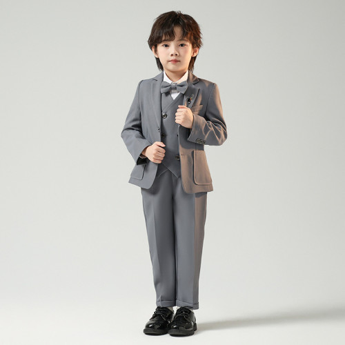 男童西裝禮服秋冬季新款英倫純色小西服男童鋼琴主持活動演出套裝