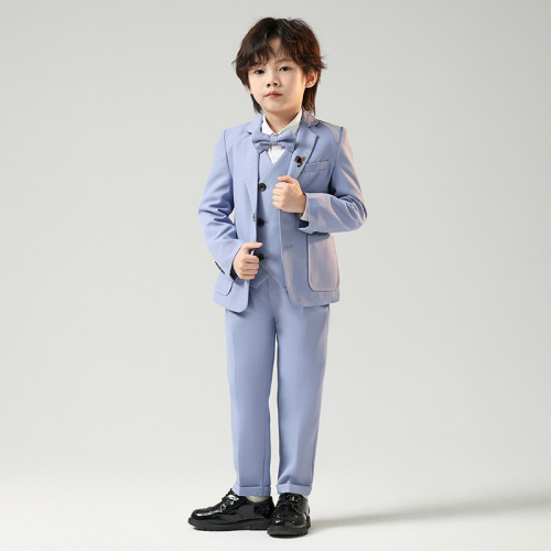 男童西裝禮服秋冬季新款英倫純色小西服男童鋼琴主持活動演出套裝