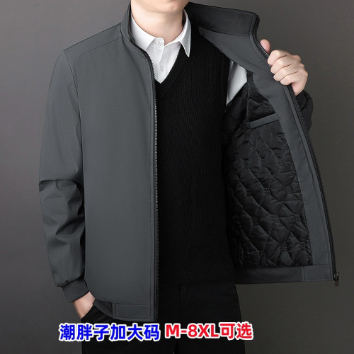 經典爆款大碼中老年爸爸裝棉衣冬季加絨加厚行政立領加厚加絨夾克