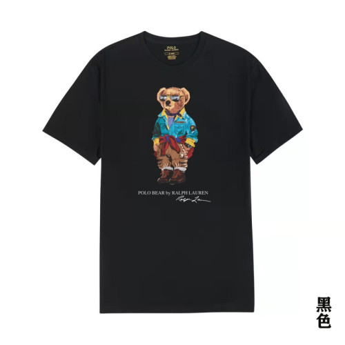 小熊POLO小熊情侶T恤保羅短袖圓領男女POLO圖案修身純棉T恤