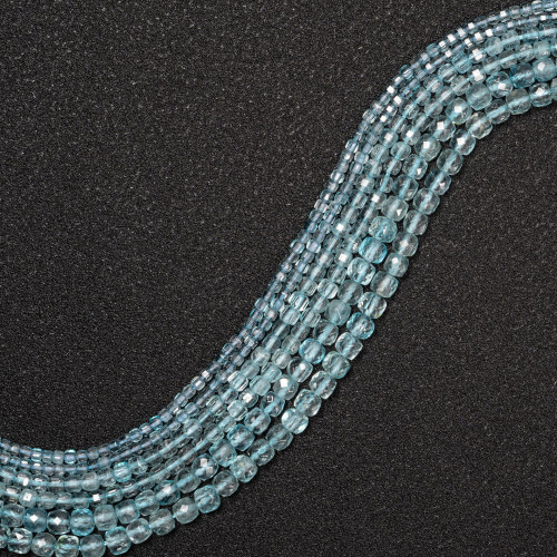 晶惠DIY水晶配件散珠天然藍托帕切面方塊2.5m-4m手工串珠輔料材料