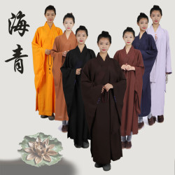 海青居士服和尚服男女台麻咖啡色四季海清大褂小褂長衫禪修僧衣服