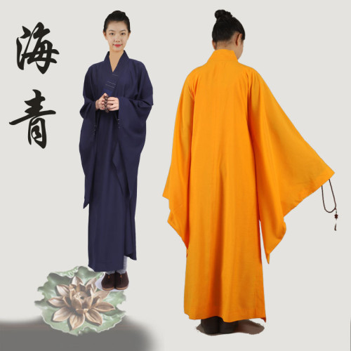 海青居士服和尚服男女台麻咖啡色四季海清大褂小褂長衫禪修僧衣服