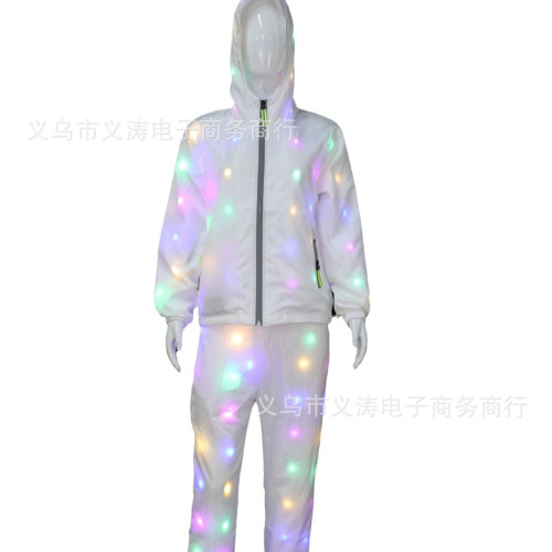 抖音新款七彩發光衣成人上衣薄款酒吧舞台閃光炫酷蹦迪閃光衣薄款