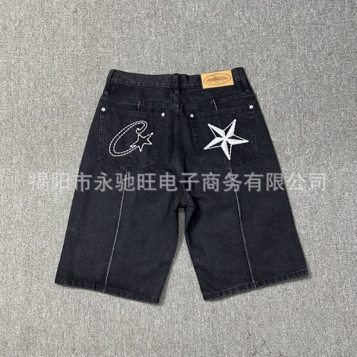 時尚潮牌新款Corteiz惡魔島牛仔褲星星刺綉牛仔褲男時尚潮流