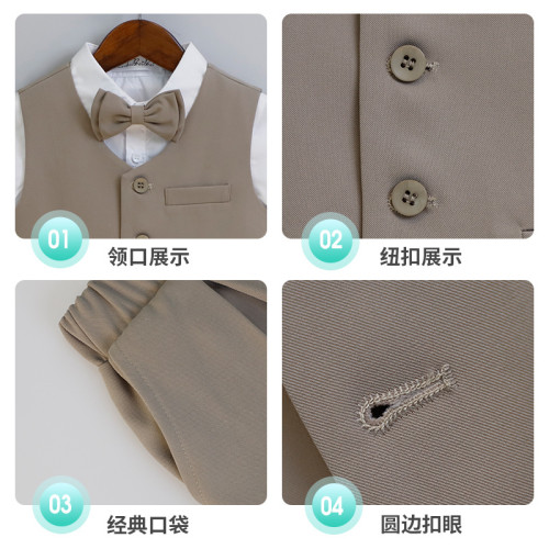 男童西服馬甲套裝中大童演講主持鋼琴演出服兒童周嵗生日花童禮服